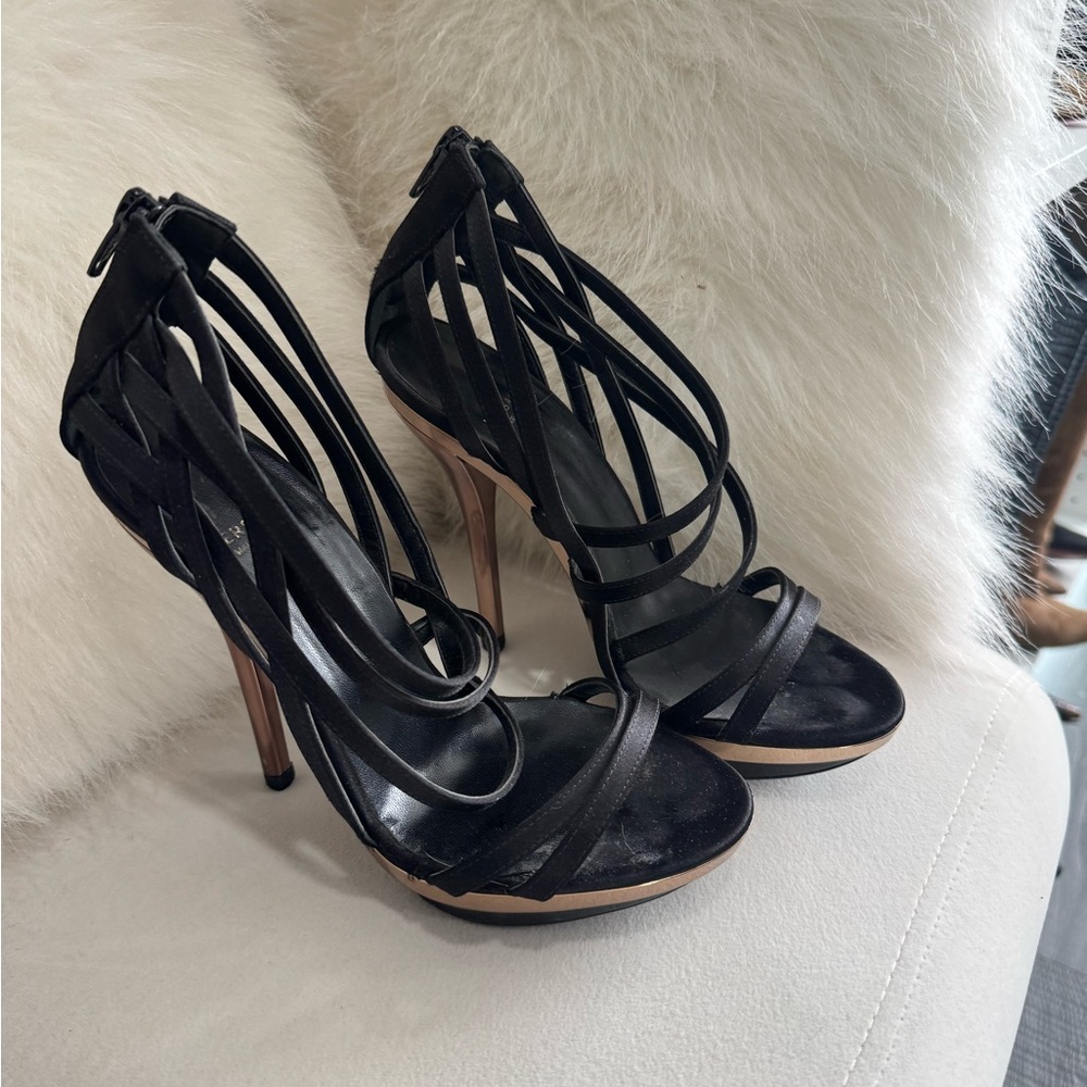 Versace Black Strappy Heels